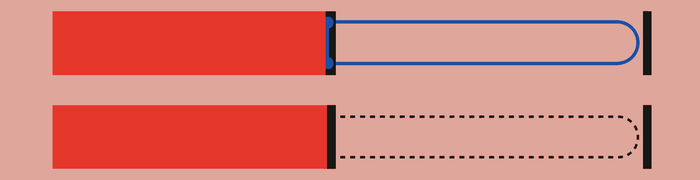 A visible handle reveals how one surface can move while an identical uncued surface conceals the action.