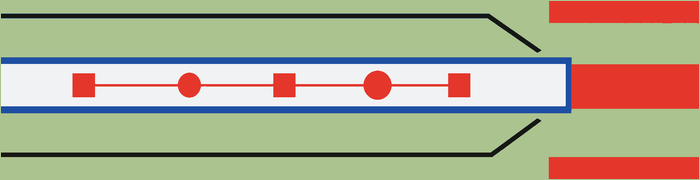 A focused task occupies a narrow corridor while a peripheral change competes for attention.
