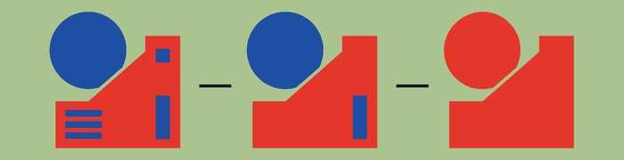 A recognizable silhouette survives as its component shapes become simpler.