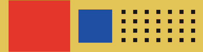 Size, contrast, and isolation establish a clear order of attention.
